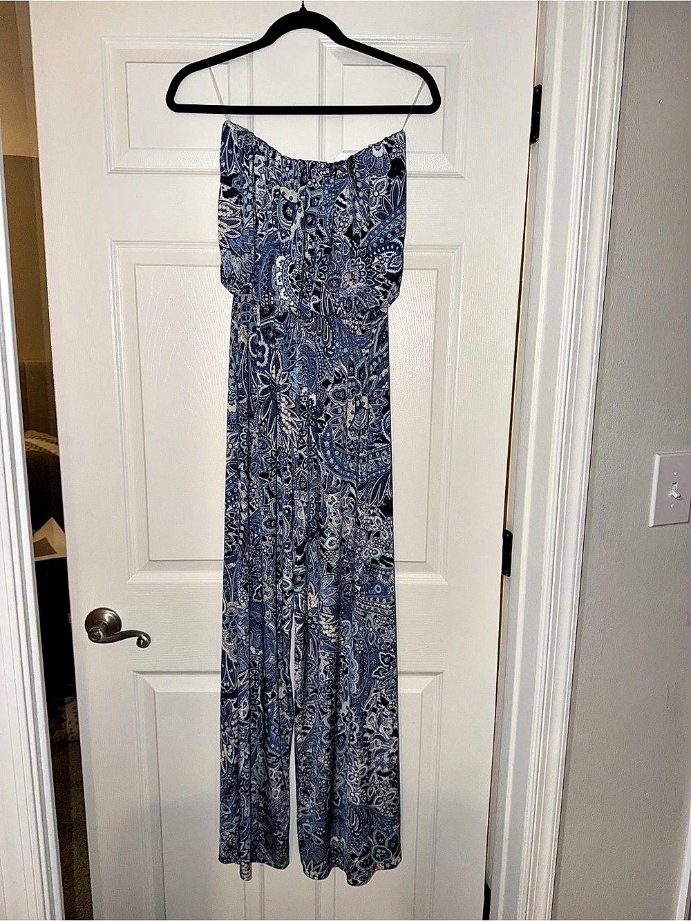 Abbeline Jumpsuit Paisley Wide-Leg Blue & White Medium
